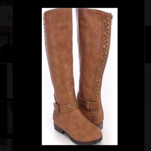 NIB Tan Studded Faux Leather Boots from Etiquette